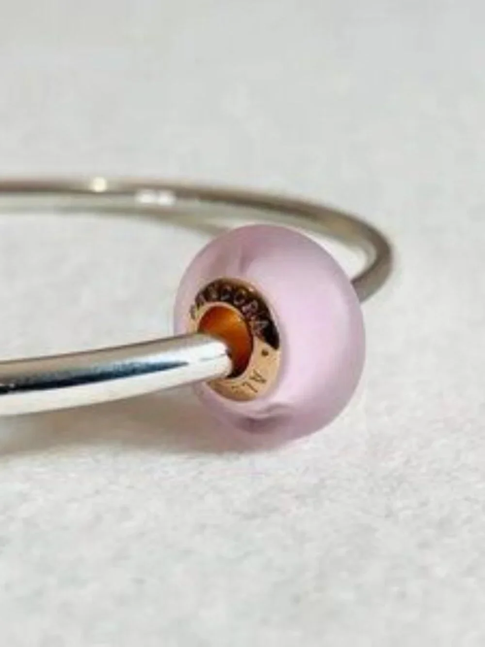Pandora Rose Gold Matte Pink Murano Glass Charm